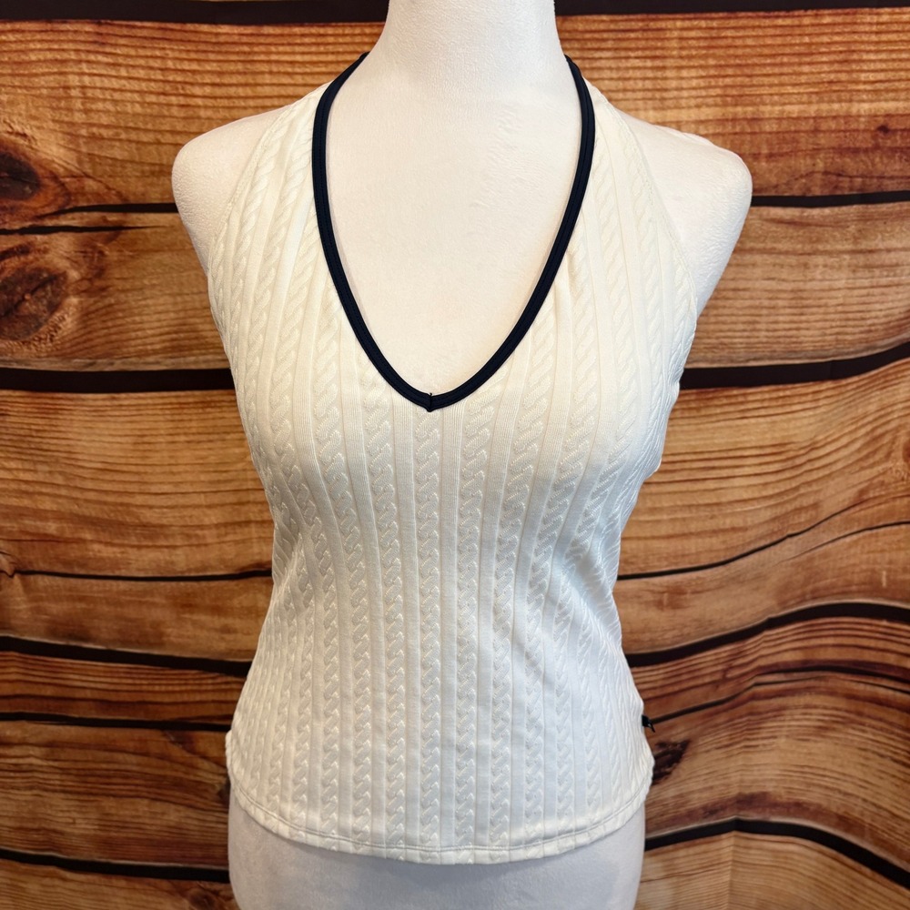 Nautica Womens Sailing Preppy White Halter Backless Top Size 8